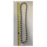 GOLD-TONE METAL NECKLACE, BLACK ROUND BEADS,