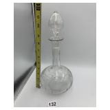 BAYEL ETCHED GLASS DECANTER W/ STOPPER, FLORAL