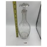 PRESSED GLASS DECANTER, FLORAL PATTERN,