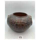 EARTHENWARE DECORATIVE VESSEL, INCISED GEOMETRIC