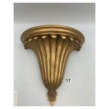 DECORATIVE WALL SHELF, GILT FINISH, ORNATE FLUTED