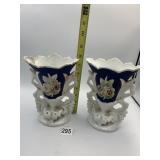 ROCOCO STYLE CERAMIC WALL POCKETS W/ APPLIED