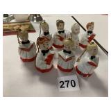 CERAMIC CHORISTER FIGURINES, WHITE ROBES, RED