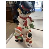 CERAMIC CHRISTMAS FIGURINES, SNOWMAN, SANTA, SNOW