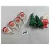VINTAGE CHRISTMAS SANTA HEAD CAKE PICKS, TREE