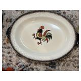 OVAL CERAMIC SERVING PLATTER, ROOSTER DECORATION,