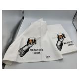 WHITE KITCHEN TOWELS, HAND W/ WHISKEY GLASS