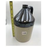 VINTAGE STONEWARE JUG, TWO-TONE BROWN GLAZE,