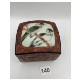 RED LACQUER BOX W/ GILT FLORAL DECORATION,