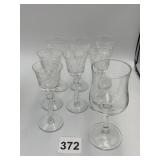 ASSORTED GLASS STEMWARE, PLAIN GLASS GOBLETS,