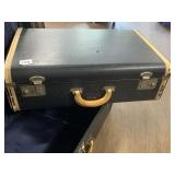 VINTAGE BLACK TRAVEL CASES, WOOD HANDLES, METAL