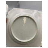 WHITE CERAMIC PLATES, OCTAGONAL, ASSORTED FISH