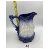 BURLEIGH IRONSTONE PITCHER, BLUE & WHITE,