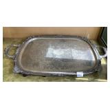 SILVER-TONE METAL OVAL SERVING TRAY, ORNATE