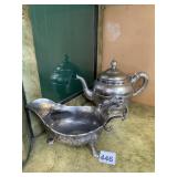 ORNATE ASIAN SILVER-TONE METAL COFFEE POT,