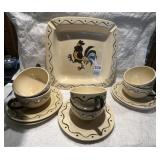 POPPYTRAILE BY METLOX CERAMIC ROOSTER PLATTER,