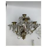 BRASS-TONE WALL SCONCE, ORNATE DESIGN, CLEAR