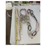 COSTUME NECKLACES, LINK DESIGN W/ FABRIC WRAP,