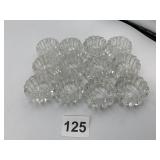 CLEAR FACETED GLASS SALT CELLARS, PRESSED GLASS