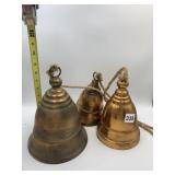 PATINATED BRONZE-TONE METAL DECORATIVE BELLS W/
