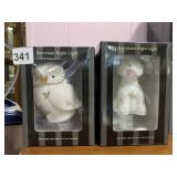 PORCELAIN NIGHT LIGHTS, OWL W/ GILT ACCENTS, DOG