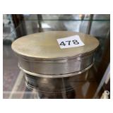 OVAL LIDDED PATINATED SILVER-TONE METAL TRINKET