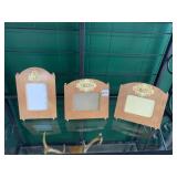 WOOD TABLETOP PICTURE FRAMES W/ ORNATE GOLD-TONE