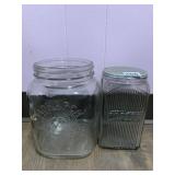 EMBOSSED GLASS JARS, MONARCH FOODS LION HEAD,