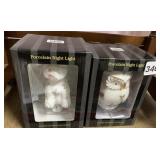 PORCELAIN NIGHT LIGHTS, DOG & OWL DESIGNS,