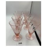 PINK PRESSED GLASS FOOTED DESSERT CUPS, FLARED,