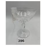 CRYSTAL CHAMPAGNE COUPE, DIAMOND CUT, STEMMED.