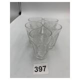 CUT GLASS TUMBLERS, FLORAL PATTERN.