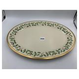 LENOX HOLIDAY OVAL SERVING PLATTER W/ HOLLY &