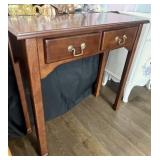 WOOD CONSOLE TABLE W/ 2 DRAWERS, BRASS PULLS,