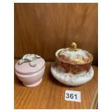 PORCELAIN FLORAL GILT LIDDED DISH, JAPANESE PINK