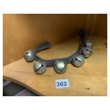 VTG LEATHER SLEIGH BELLS STRAP, METAL JINGLE