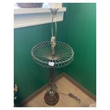 METAL FLOOR LAMP, DARK FINISH, WIRE CAGE BASE,
