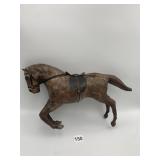 LEATHER HORSE FIGURINE, SADDLE, BRIDLE.
