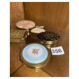 ASSORTED VTG COSMETIC COMPACTS, ENAMELED FLORAL,