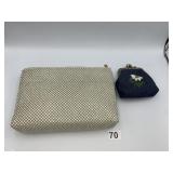 WHITING AND DAVIS METAL MESH CLUTCH, EMBROIDERED