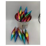 VTG GLASS CHRISTMAS ORNAMENTS, TEARDROP SHAPE,