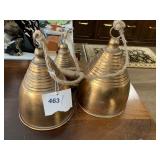 ANTIQUED GOLD-TONE METAL DECORATIVE BELLS, RIBBED