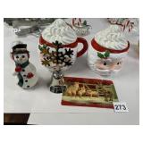 CERAMIC SANTA CLAUS LIDDED MUG, CERAMIC SNOWMAN