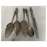 SILVER-TONE METAL SERVING UTENSILS, CARVING