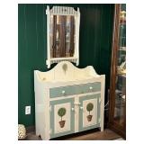 PAINTED WOOD WALL CABINET AND MATCHING WALL