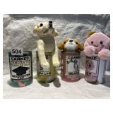 NOVELTY CANNED PLUSH W/ PIG, BEAGLE, YELLOW LAB,