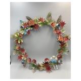 METAL DECORATIVE WREATH, COLORFUL FLOWER &