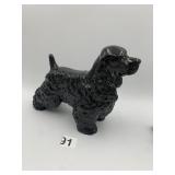 BLACK GLOSSY CERAMIC COCKER SPANIEL FIGURINE,