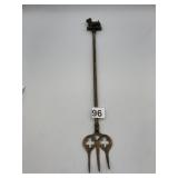 SEALYHAM TERRIER BRASS FIREPLACE POKER, VTG,