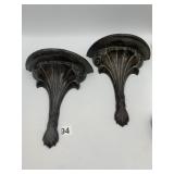 ORNATE CAST METAL WALL BRACKETS, BRONZE-TONE